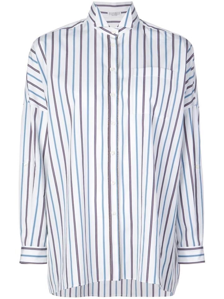 Brunello Cucinelli Oversized Striped Shirt - White