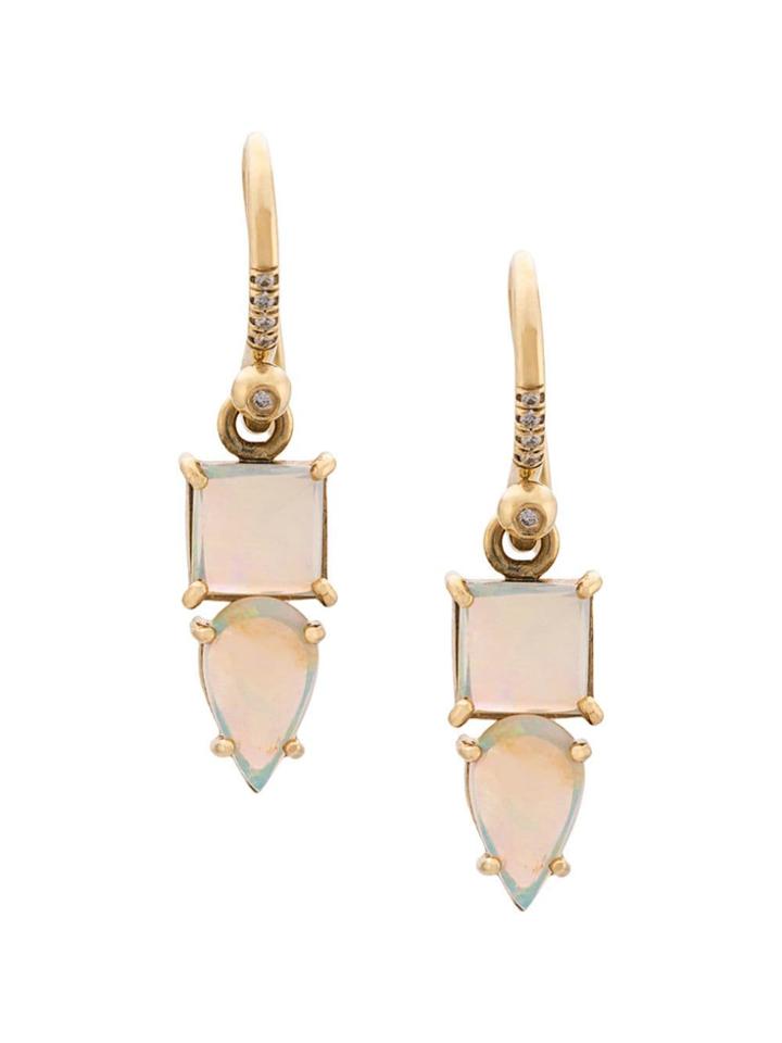Irene Neuwirth 18kt Yellow Gold Crystal Opal And Diamond Earrings