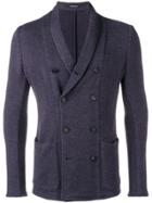 Emporio Armani Knitted Double Breasted Blazer - Blue