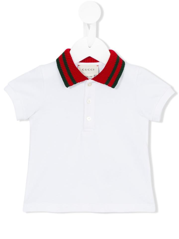 Gucci Kids Contrast Collar Polo Shirt, Boy's, Size: 18-24 Mth, White