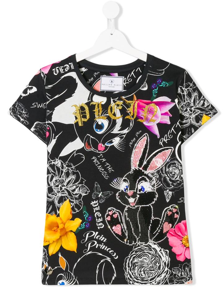 Philipp Plein Junior Bunny Rabbit Print T-shirt - Black