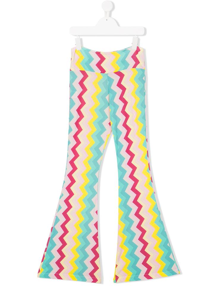 Mc2 Saint Barth Teen Rainbow-print Flared Trousers - Multicolour