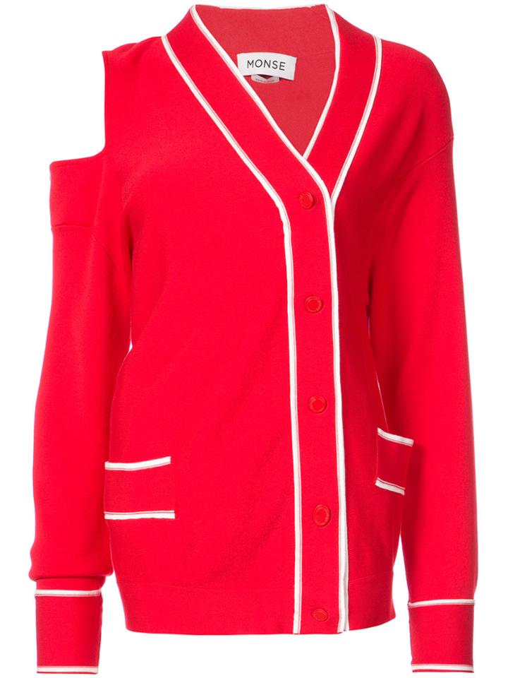 Monse Twisted Open Shoulder Cardigan - Red