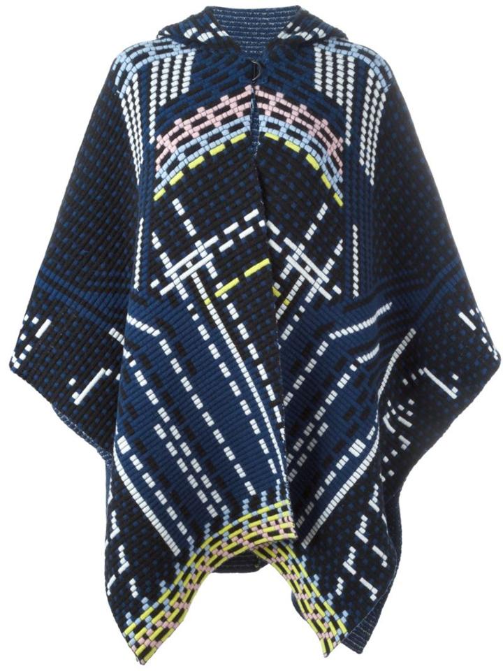 Peter Pilotto Geometric Hooded Cape, Women's, Blue, Polyamide/spandex/elastane/angora/wool