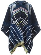 Peter Pilotto Geometric Hooded Cape, Women's, Blue, Polyamide/spandex/elastane/angora/wool