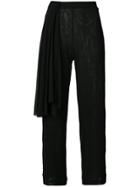 Fuzzi Draped-detail Cropped Trousers - Black
