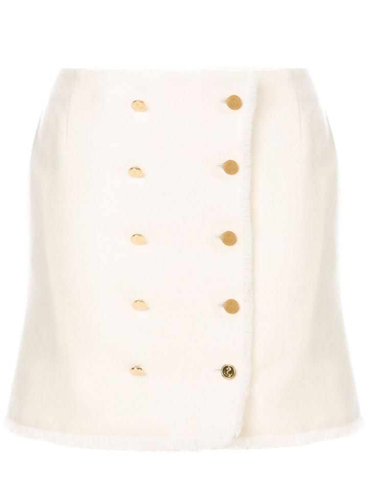 Thom Browne Frayed Wool Mini Skirt - White