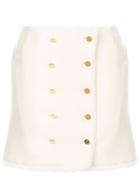 Thom Browne Frayed Wool Mini Skirt - White