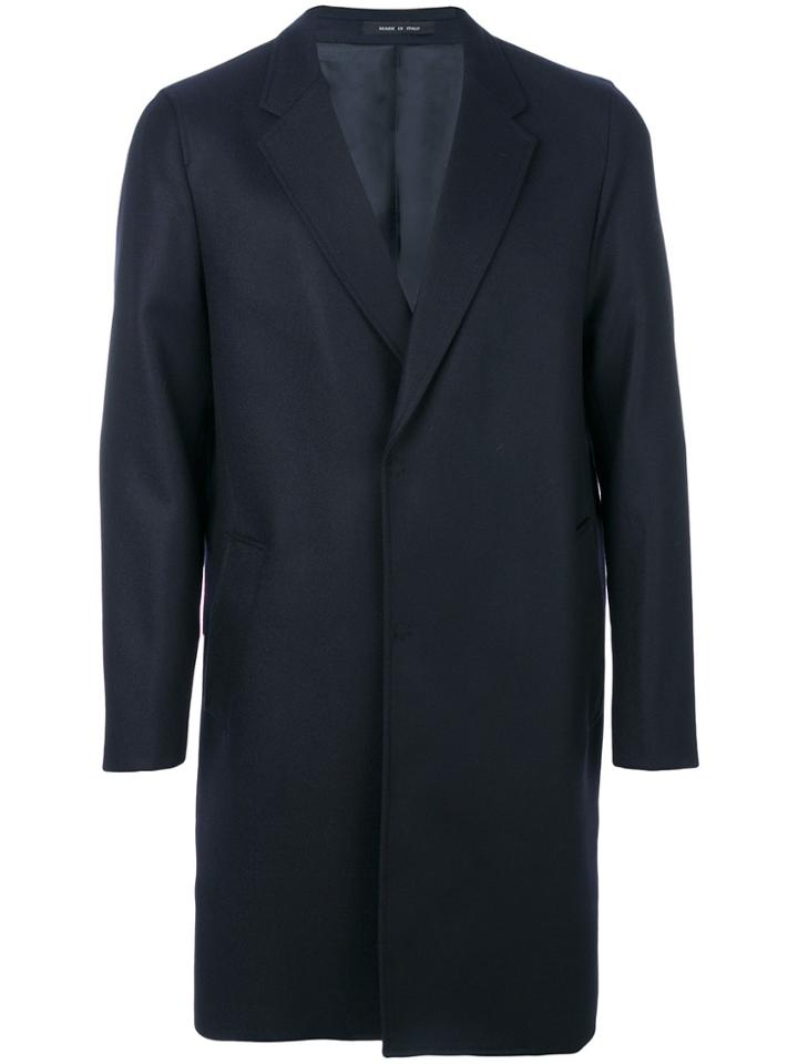 Emporio Armani Concealed Fastening Coat - Blue