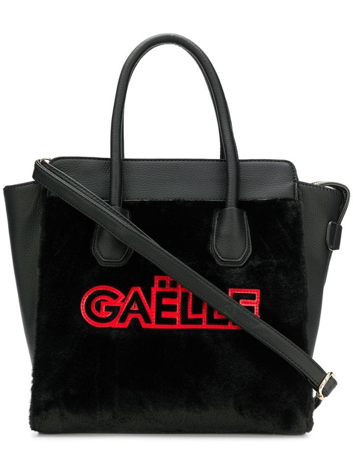 Gaelle Bonheur Appliqué Logo Tote - Black