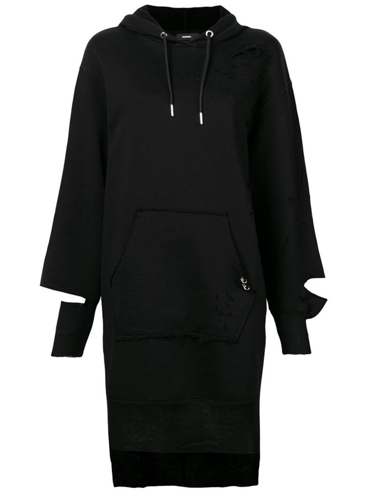 Diesel Dilse Distressed Hoodie Dress - Black