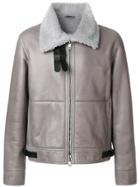 Jil Sander Fur Lined Leather Coat - Grey