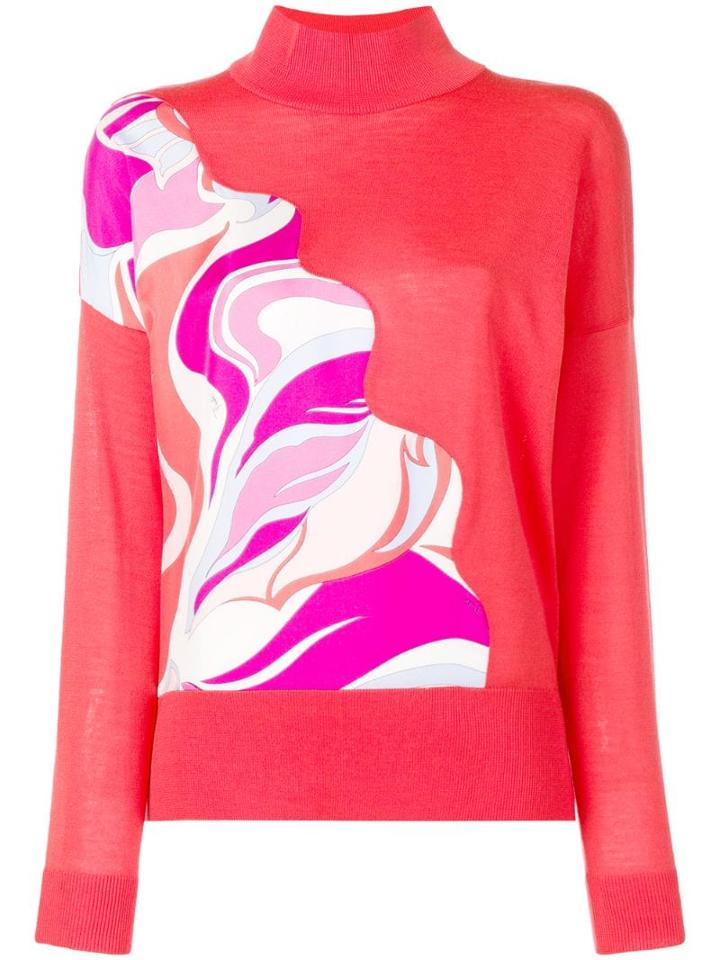 Emilio Pucci Rivera Print Wool-silk Blend Jumper - Red