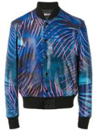 Just Cavalli - Palm Print Bomber Jacket - Men - Polyester/spandex/elastane/viscose - 46, Blue, Polyester/spandex/elastane/viscose
