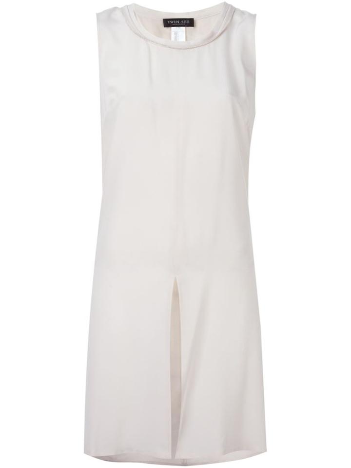 Twin-set Central Slit Tank Top, Women's, Size: Small, Nude/neutrals, Silk