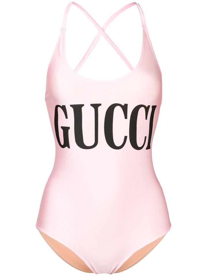 Gucci Logo Printed Swimsuit - Pink