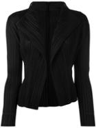 Pleats Please By Issey Miyake - Pleated Open Front Cardigan - Women - Polyester - 3, Women's, Black, Polyester