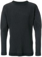 Homme Plissé Issey Miyake Rib Knit Crew Neck Sweater - Grey