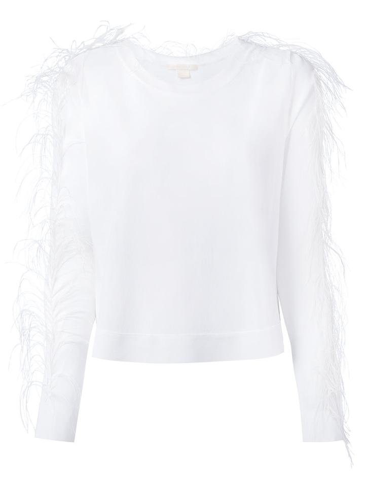 Antonio Berardi - Feather Trim Top - Women - Rayon - 40, White, Rayon