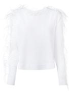 Antonio Berardi - Feather Trim Top - Women - Rayon - 40, White, Rayon