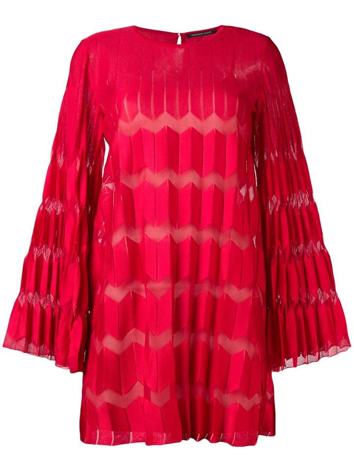 Antonino Valenti Pleated Shift Dress - Red