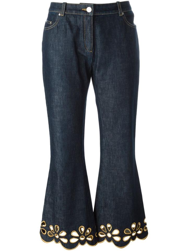 Céline Vintage Embroidered Cuff Jeans - Blue