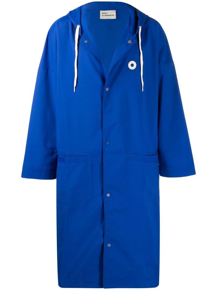 Drôle De Monsieur Long Hooded Coat - Blue