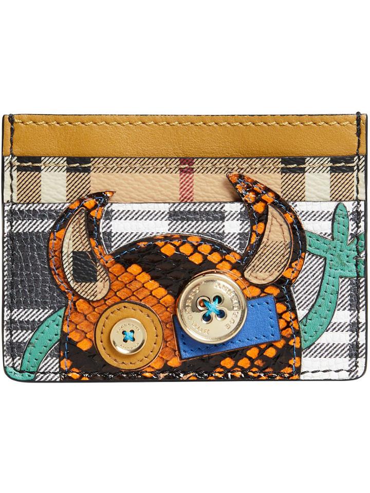 Burberry Creature Appliqué Card Case - Brown