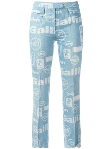 John Galliano Pre-owned Galliano Team Print Flared Jeans - Blue