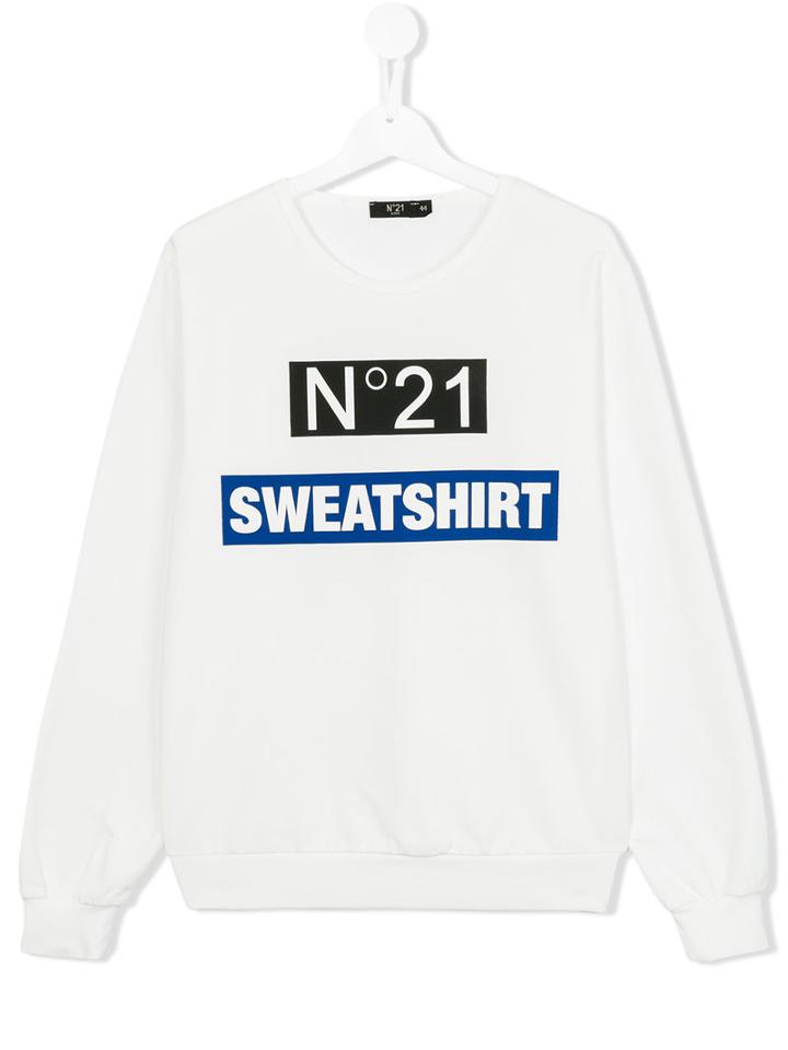 No21 Kids Logo Print Sweatshirt, Boy's, Size: 14 Yrs, White
