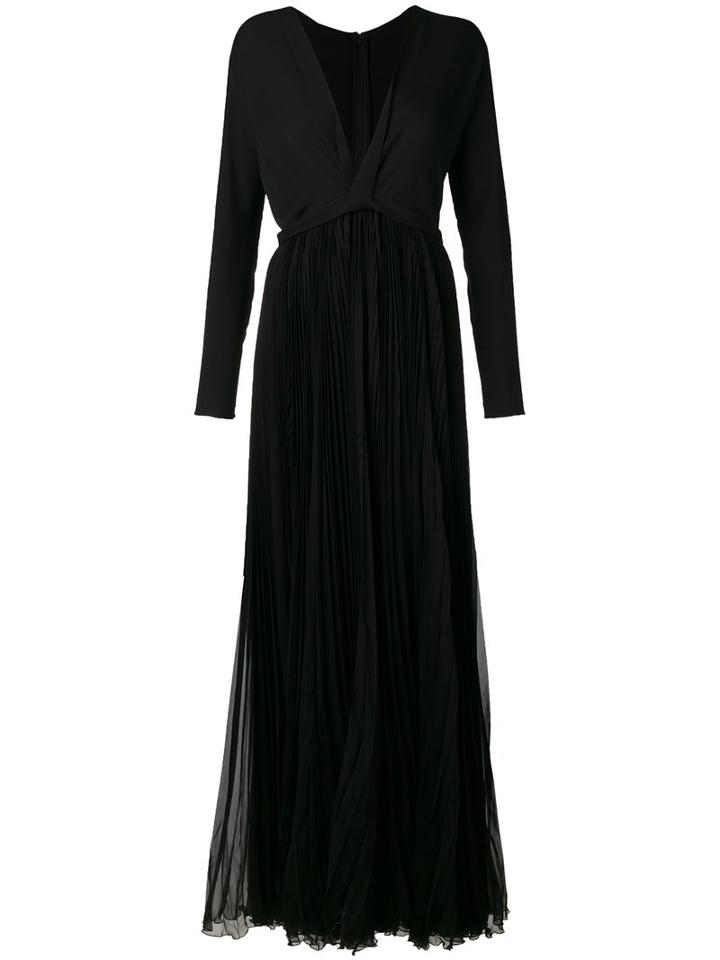 Dsquared2 V-neck Pleated Maxi Dress, Size: 42, Black, Silk