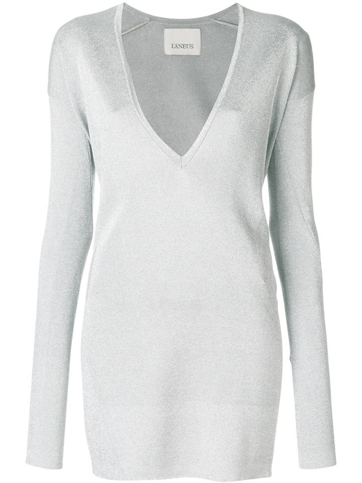 Laneus V-neck Knit Dress - Metallic