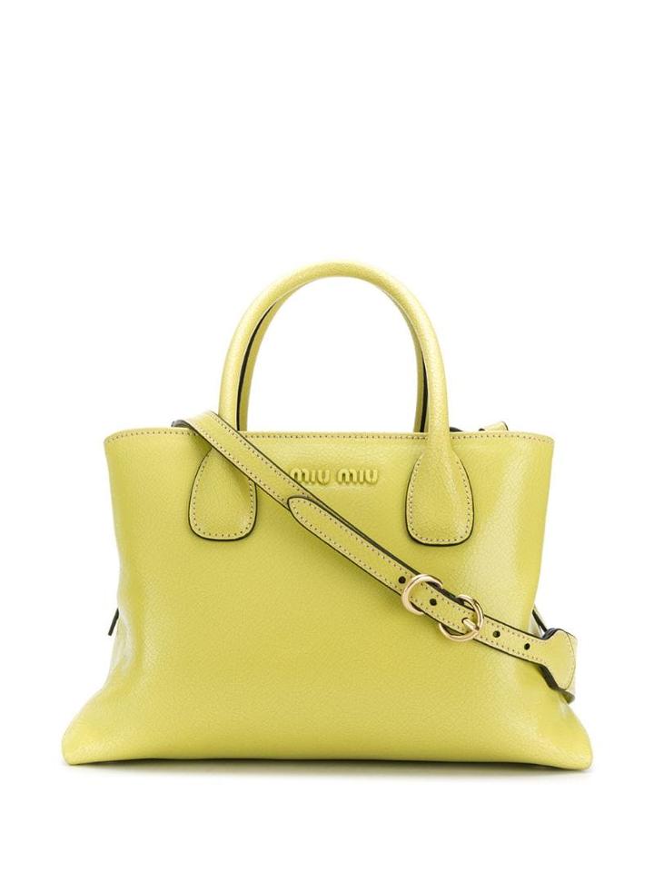 Miu Miu Tonal Logo Plaque Tote - Green