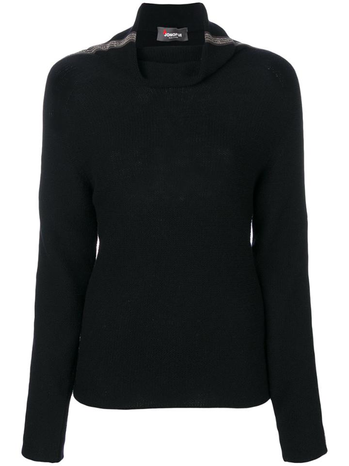 Jo No Fui Roll Neck Stripe Sweater - Black