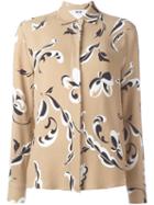 Msgm Floral Print Shirt, Women's, Size: 46, Nude/neutrals, Viscose/polyester