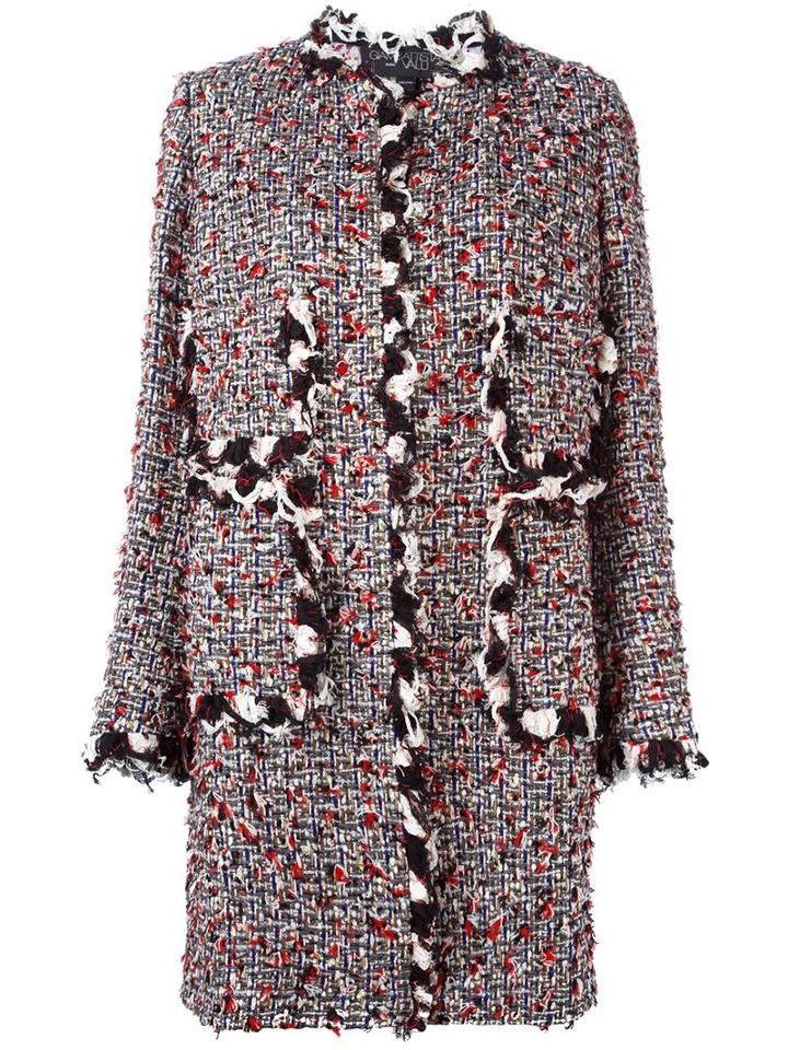 Giambattista Valli Collarless Tweed Coat, Women's, Size: 46, Cotton/polyamide/virgin Wool