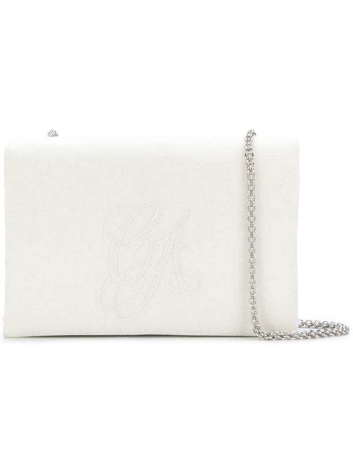 Giorgio Armani Velvet Shoulder Bag - White