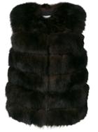 Yves Salomon Fox Fur Gilet - Brown