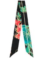 Gucci Single Stripe Floral Scarf - Black