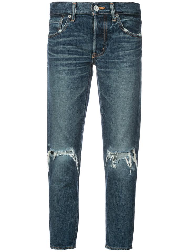 Moussy - Distressed Cropped Jeans - Women - Cotton - 28, Blue, Cotton