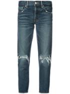 Moussy - Distressed Cropped Jeans - Women - Cotton - 28, Blue, Cotton