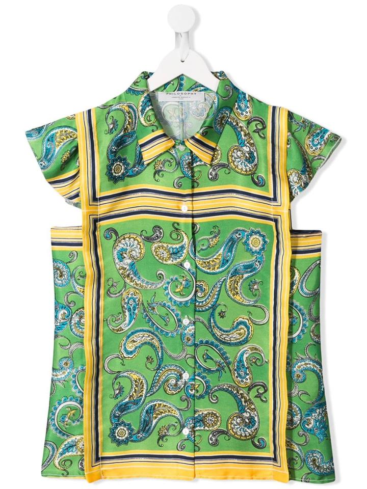 Philosophy Di Lorenzo Serafini Kids Paisley Print Shirt - Green