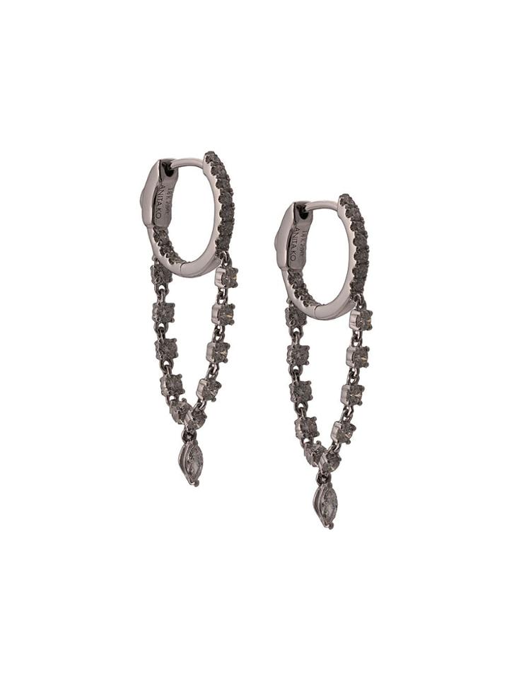 Anita Ko 18kt White Gold Sienna Diamond Chain Huggie Earrings - Silver