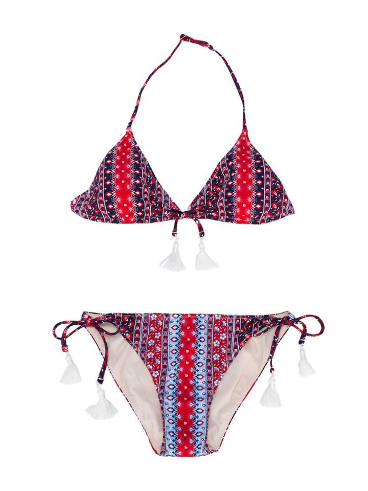 Mc2 Saint Barth Kids Teen Mixed Print Triangle Bikini Set - Red