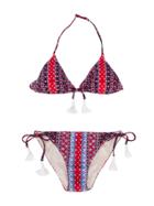 Mc2 Saint Barth Kids Teen Mixed Print Triangle Bikini Set - Red