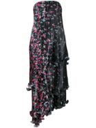 Givenchy Floral Pleated Strapless Dress - Black