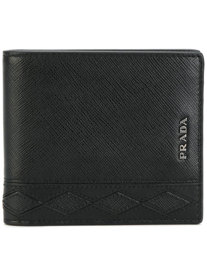 Prada Geometric Pattern Bifold Wallet - Black