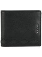 Prada Geometric Pattern Bifold Wallet - Black