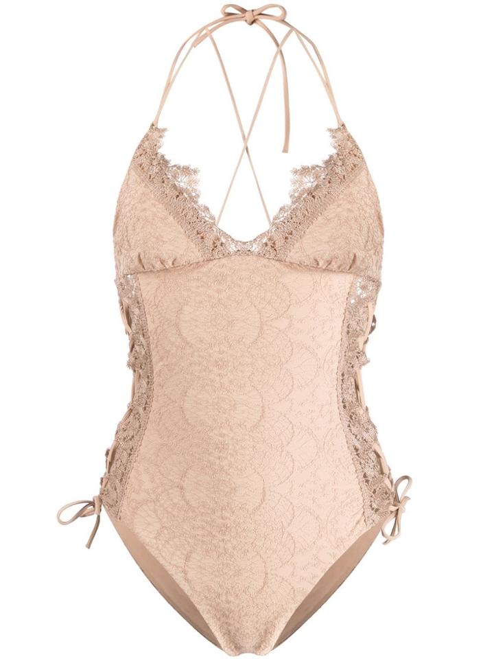 Ermanno Scervino Crochet Trimmed Swimsuit - Neutrals