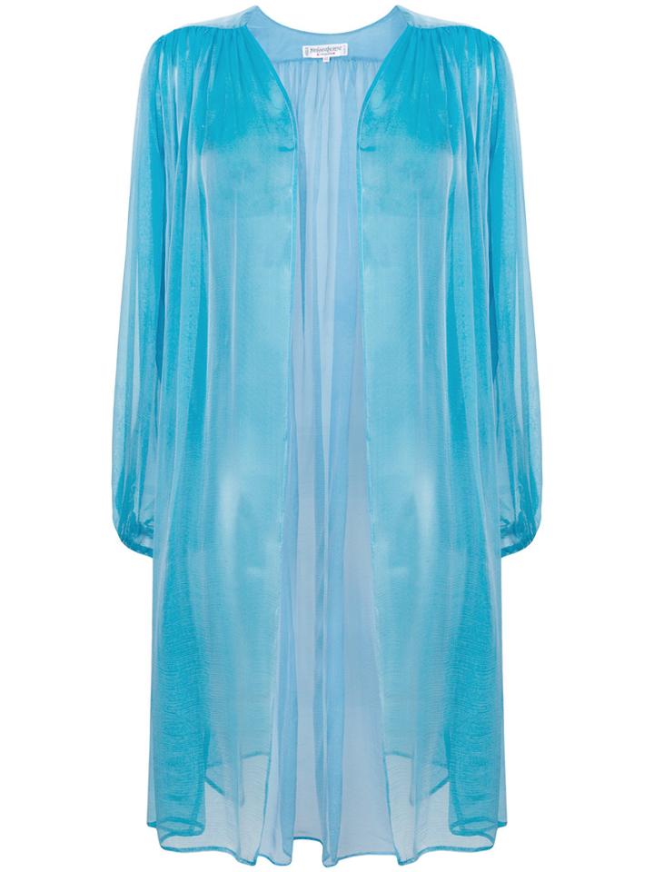 Yves Saint Laurent Vintage Sheer Open Blouse - Blue